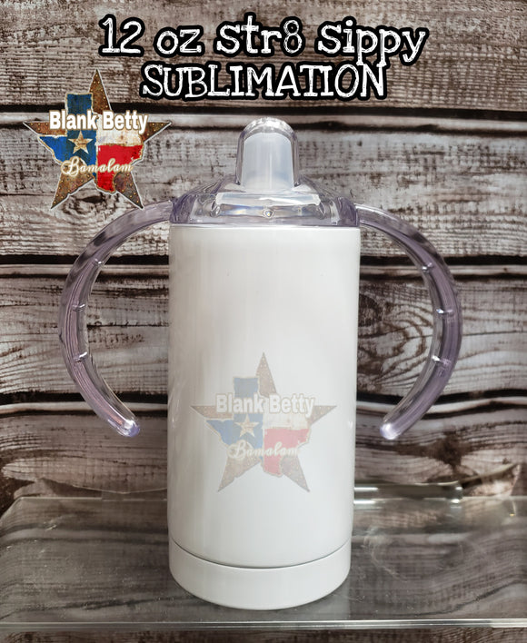 12 Oz. Str8 duo Sippy (with seam) sublimation w/2 lids straight